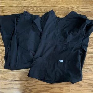 Black scrub top and pants worn twice